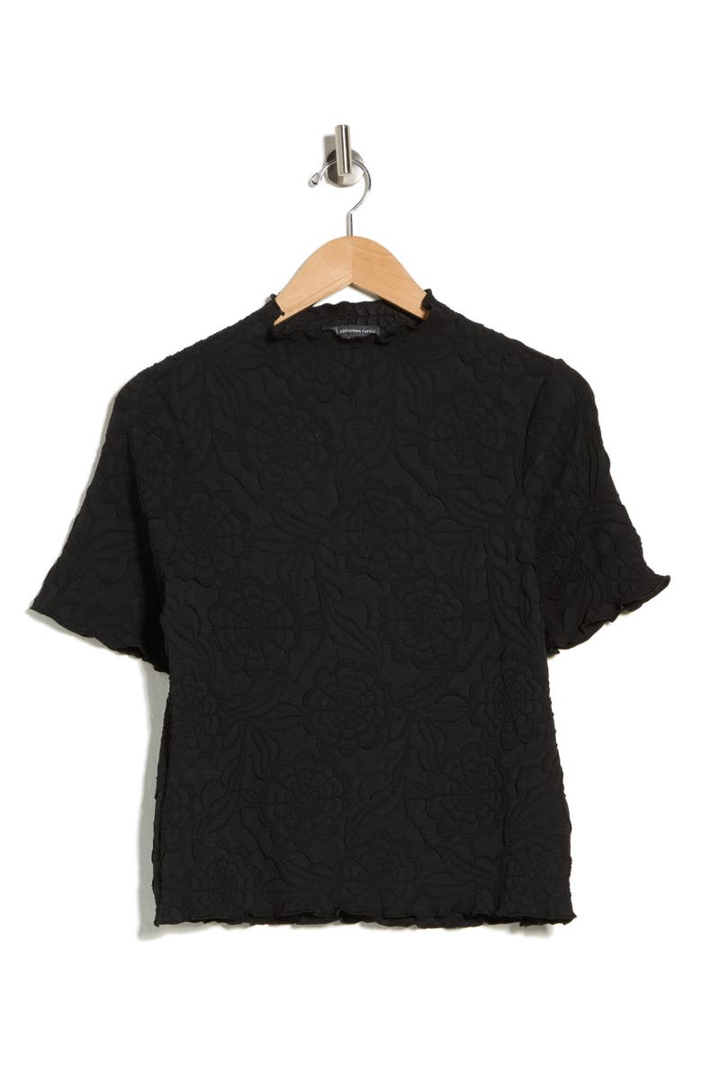 Adrianna Papell Floral Textured Knit Top, Main, color, Black