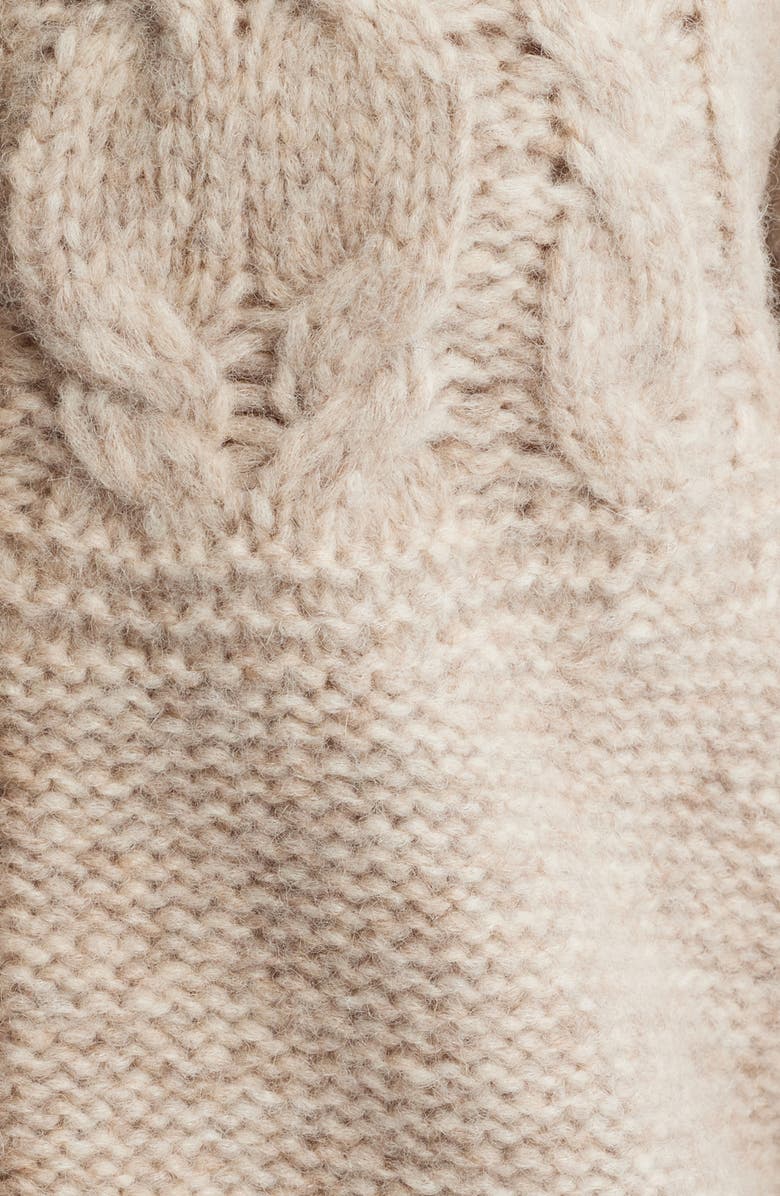 LoveShackFancy Clementian Alpaca & Wool Blend Cardigan, Alternate, color, Oatmeal Melange