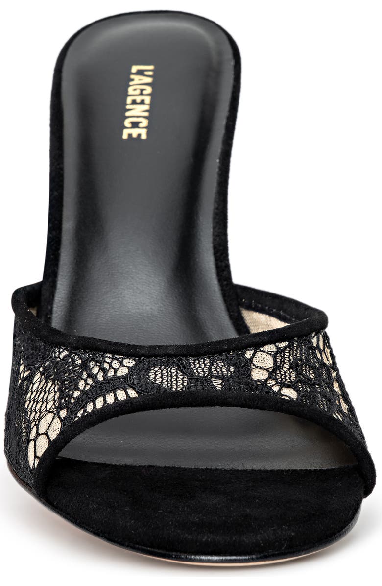 L'AGENCE Avery Slide Sandal, Alternate, color, Black Lace