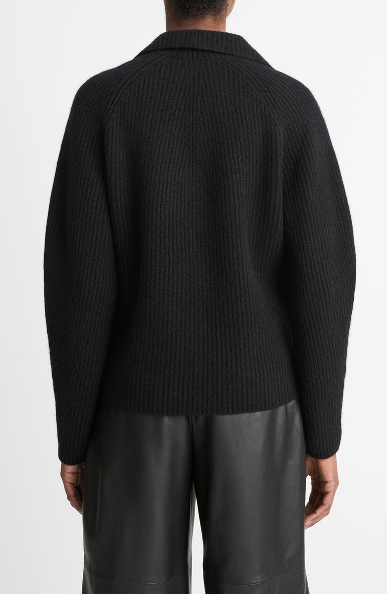 Vince Leather Trim Wool & Cashmere Sweater, Alternate, color, Black