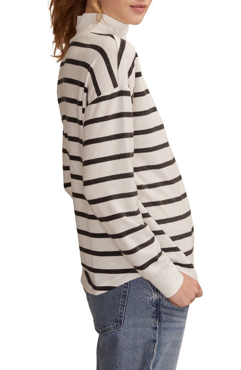 Lucky Brand Cloud Stripe Mock Neck Knit Top, Alternate, color, Black And Cream Stripe