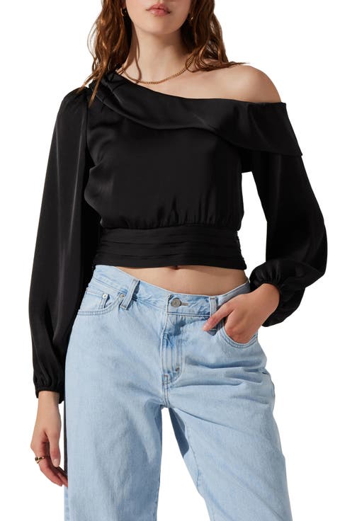 Off the Shoulder Satin Blouse