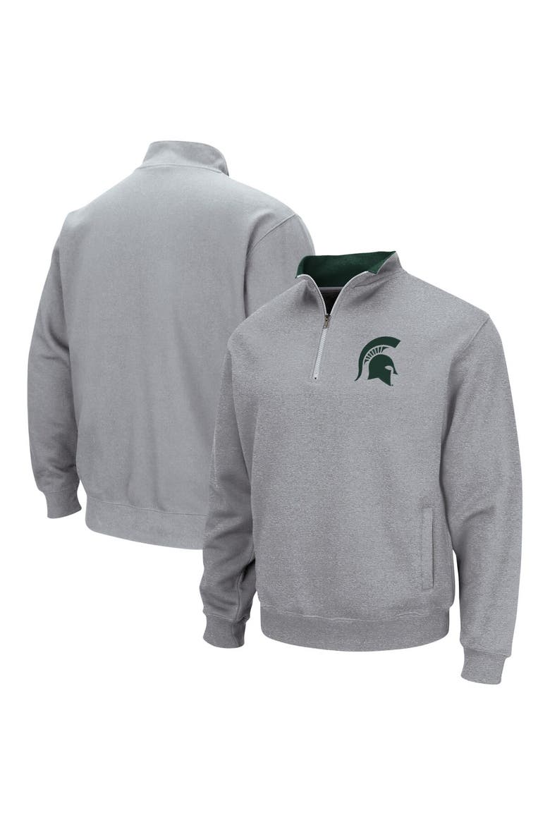 Men's Colosseum Heathered Gray Michigan State Spartans Tortugas Team Logo Quarter-Zip Jacket, Main, color, Heather Gray