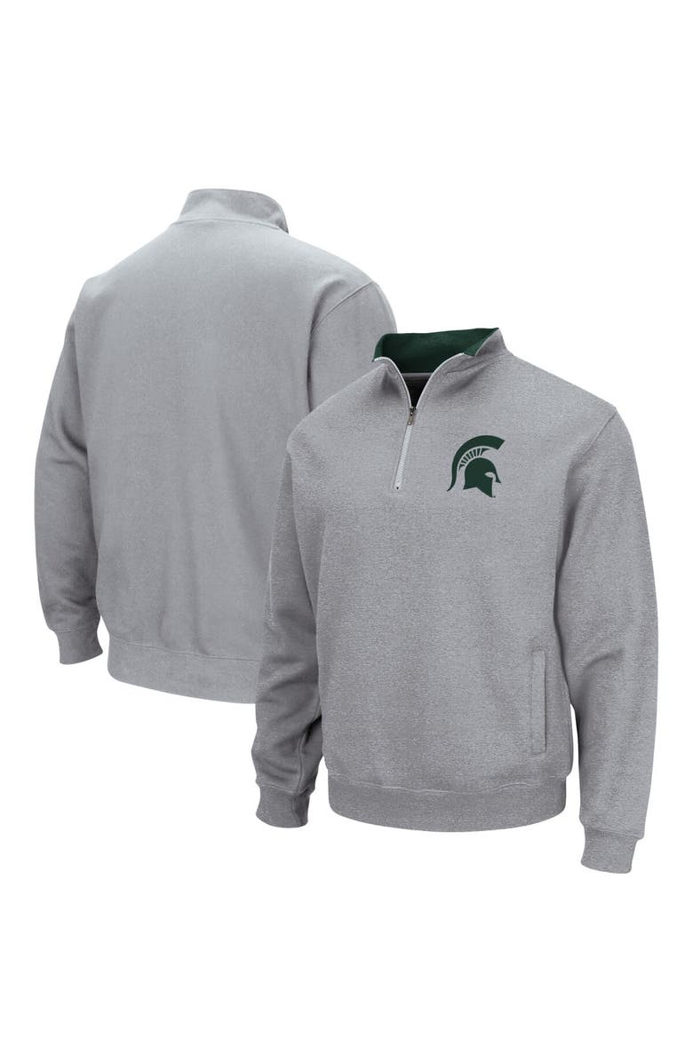 COLOSSEUM Men's Colosseum Heathered Gray Michigan State Spartans Tortugas Team Logo Quarter-Zip Jacket, Main, color, Heather Gray