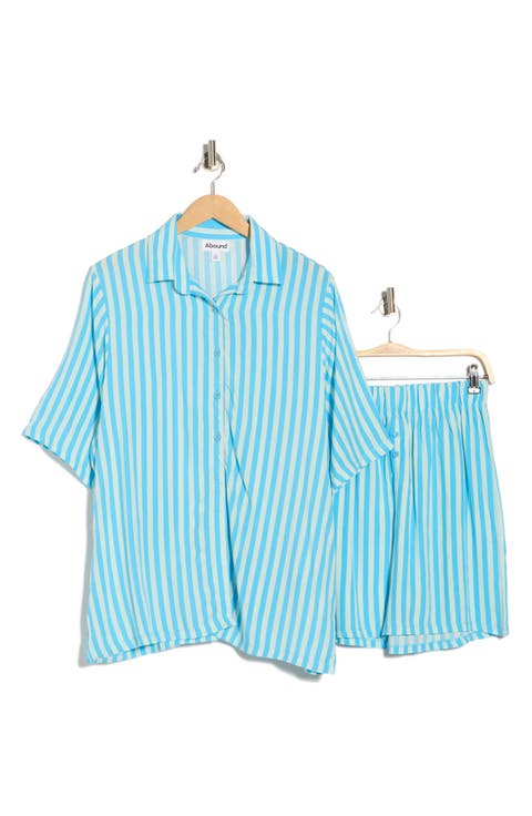 Easy Printed Cover-Up Shirt & Shorts Set