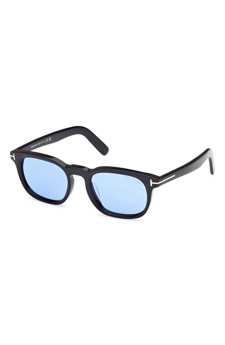TOM FORD 52mm Square Sunglasses, Alternate, color, Shiny Black / Blue
