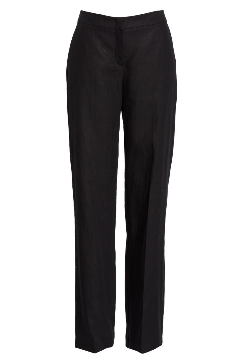 Canneti Linen Trousers, Alternate, color, BLACK