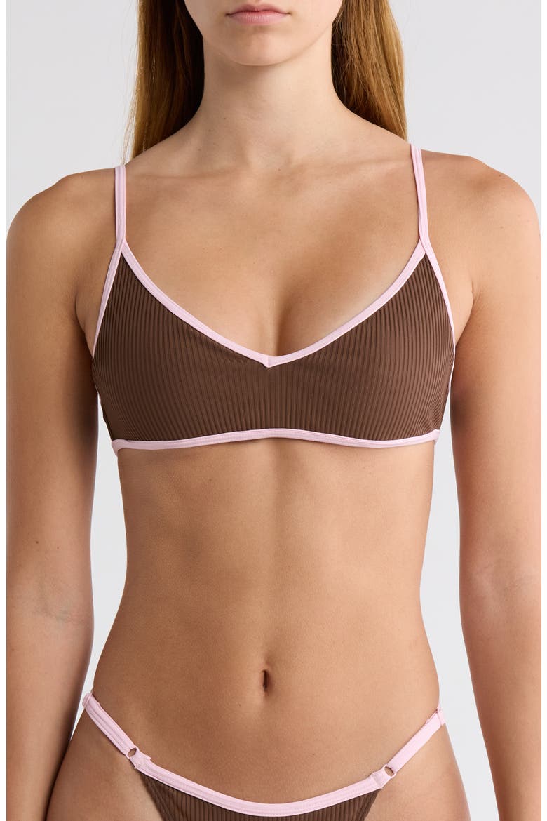 Bree Rib Bikini Top, Main, color, CHESTNUT BROWN / ORCHID PINK