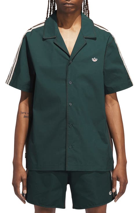 Colorblock Stretch Cotton & Nylon Camp Shirt