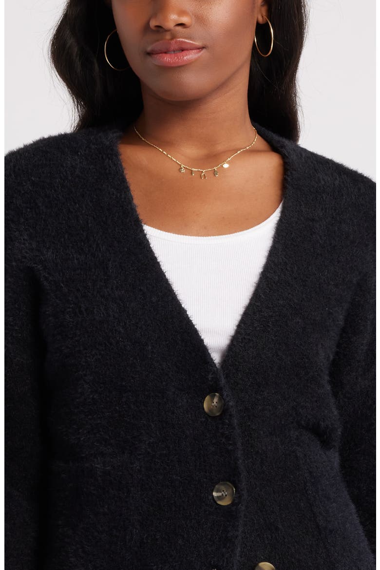 Fuzzy Cardigan, Alternate, color, BLACK