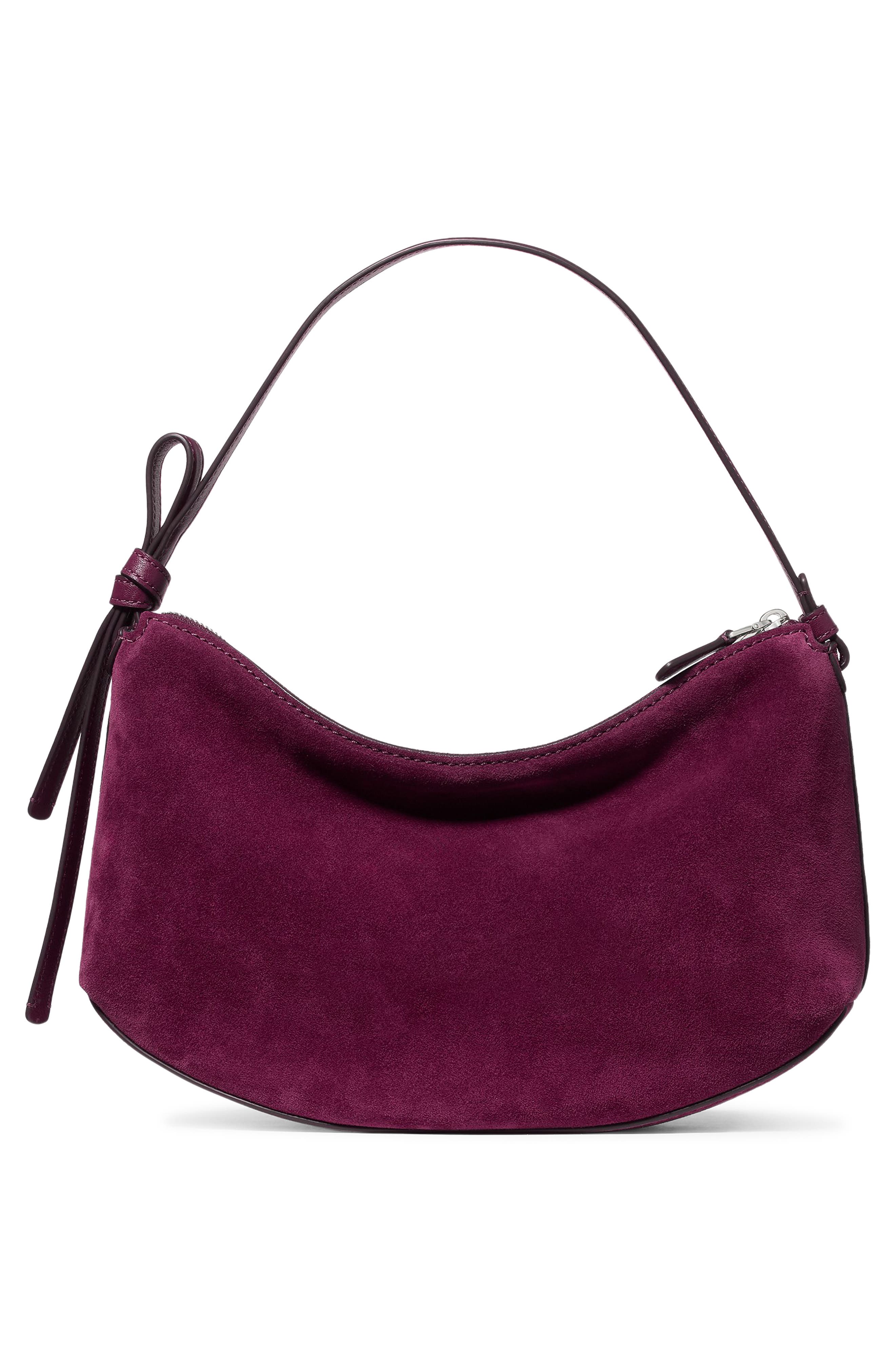 loop suede shoulder bag, Alternate, color, PURPLE AGATE