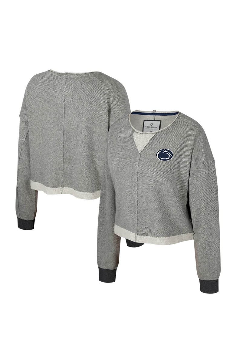 COLOSSEUM Women's Colosseum Charcoal Penn State Nittany Lions Magnum Scoop Neck Cropped Pullover Sweatshirt, Main, color, Charcoal