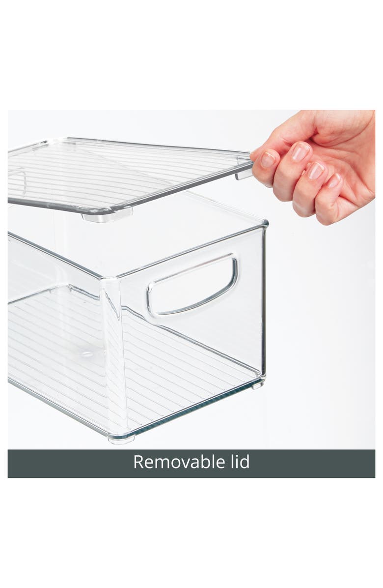 mDesign Deep Plastic Bathroom Storage Box, Lid/Built-In Handles, 8 Pack, Clear, Alternate, color, Clear