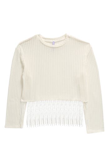 Shop Good Luck Girl Kids' Fringe Hem Top In White