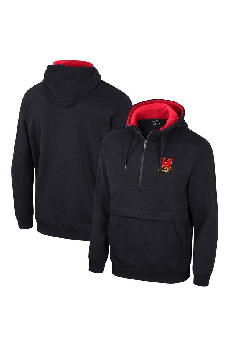 Men's Colosseum Black Maryland Terrapins Half-Zip Hoodie, Main, color, Black