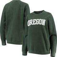 PRESSBOX Women's Pressbox Green Oregon Ducks Comfy Cord Vintage Wash Basic Arch Pullover Sweatshirt