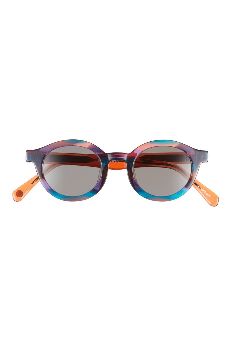 TV Party 41mm Polarized Round Sunglasses, Main, color, PURPLE / ORANGE / GREY