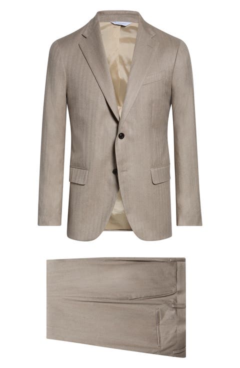 Herringbone Stretch Virgin Wool Suit
