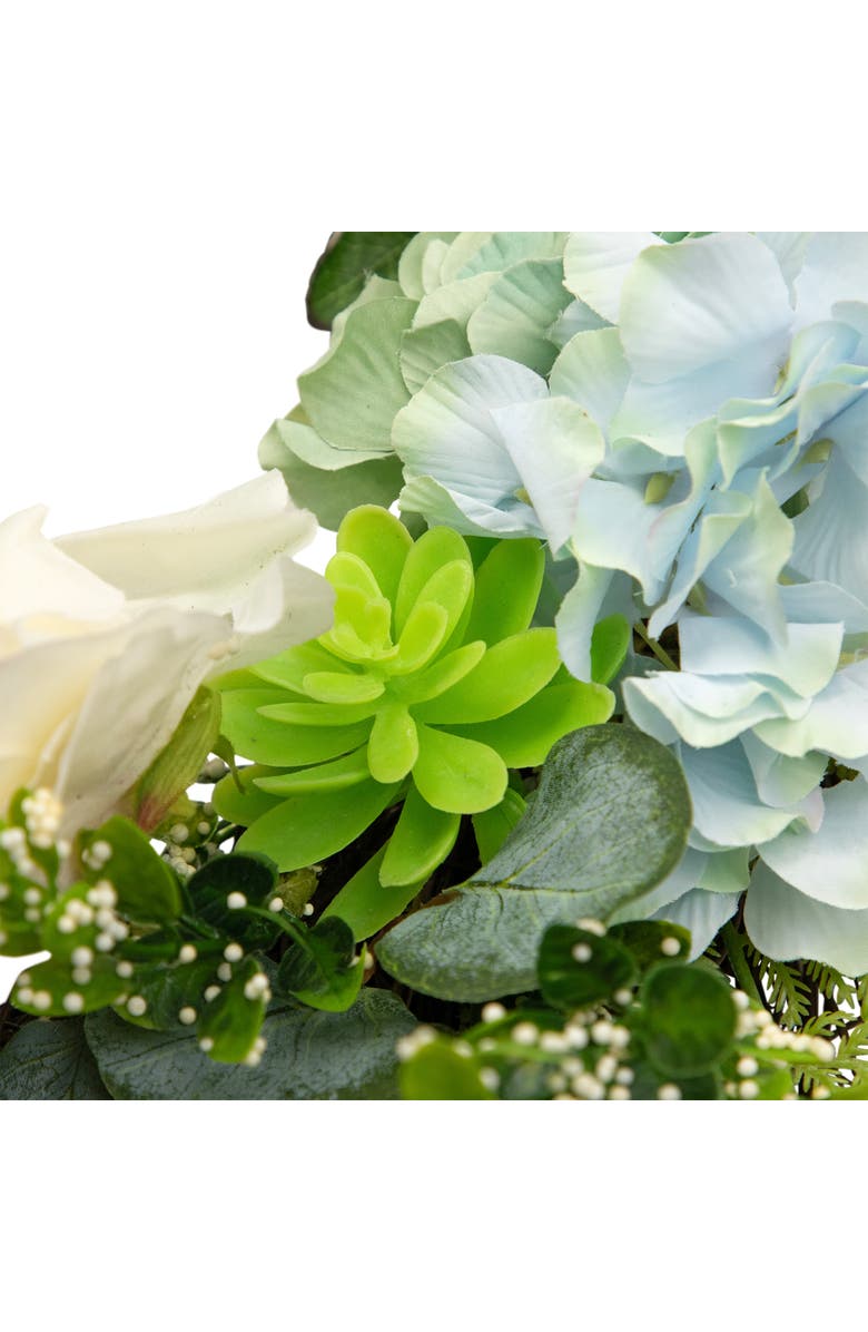 Northlight Hydrangea, Rose and Geranium Artificial Floral Spring Wreath, White and Blue - 24-Inch, Alternate, color,