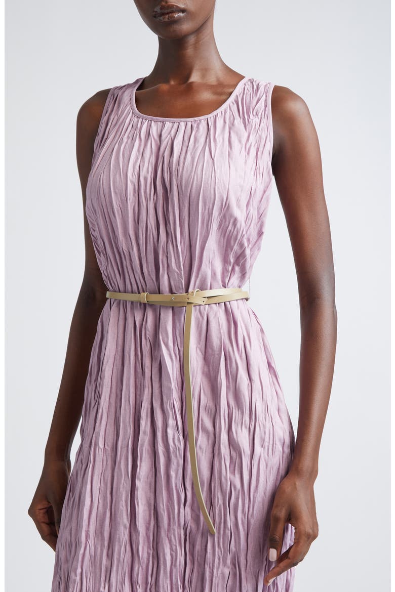 Plissé Sleeveless Belted Midi Dress, Alternate, color, LAVENDER TINT MELANGE