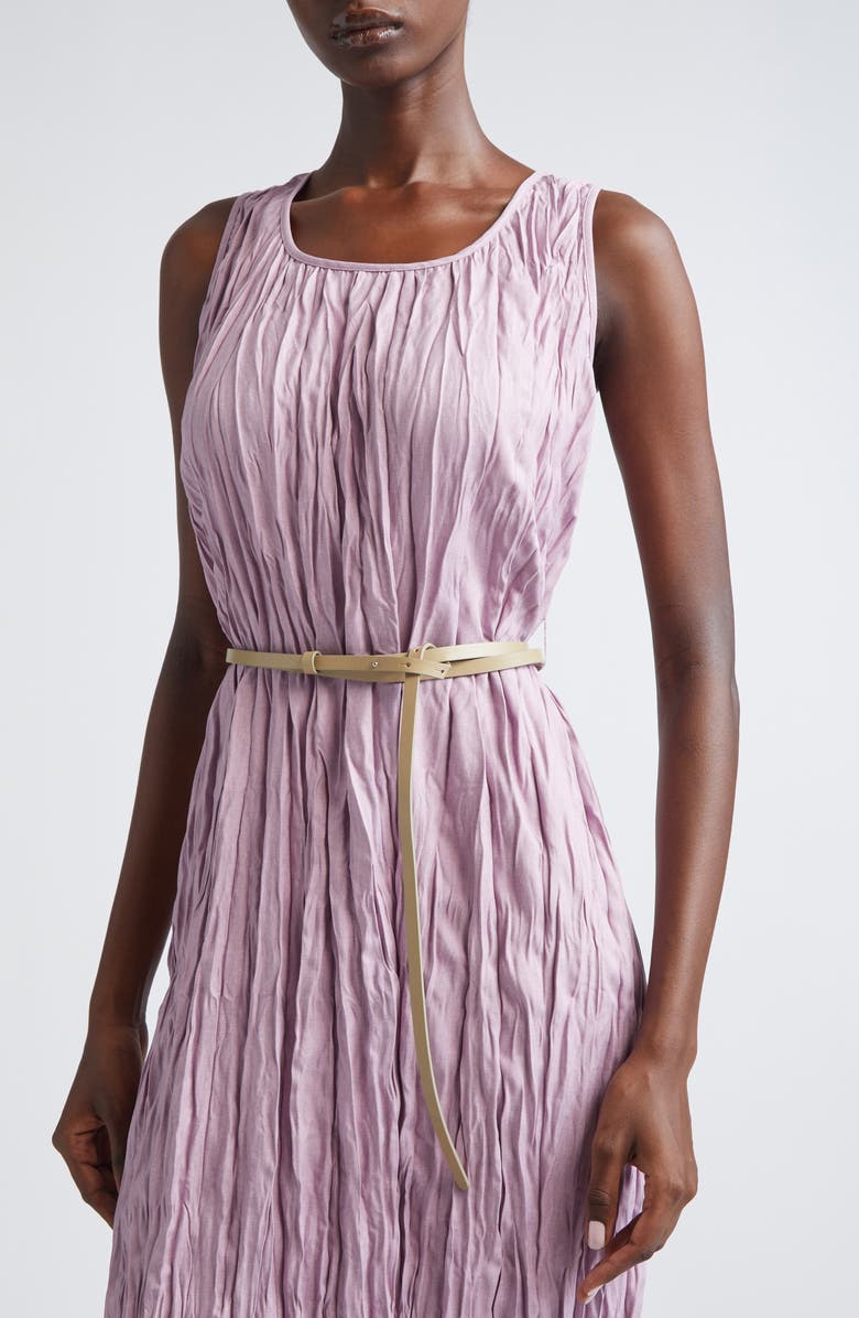 Lafayette 148 New York Plissé Sleeveless Belted Midi Dress, Alternate, color, Lavender Tint Melange