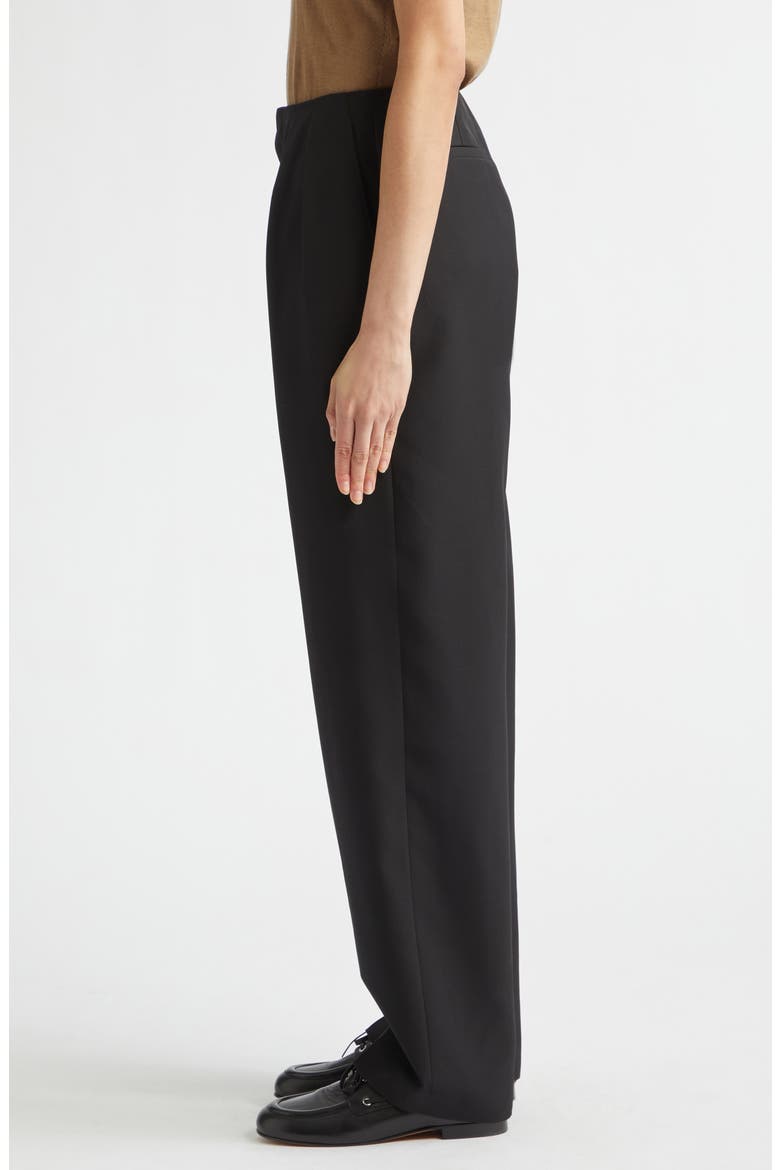 Relaxed Pleated Virgin Wool Trousers, Alternate, color, BLACK