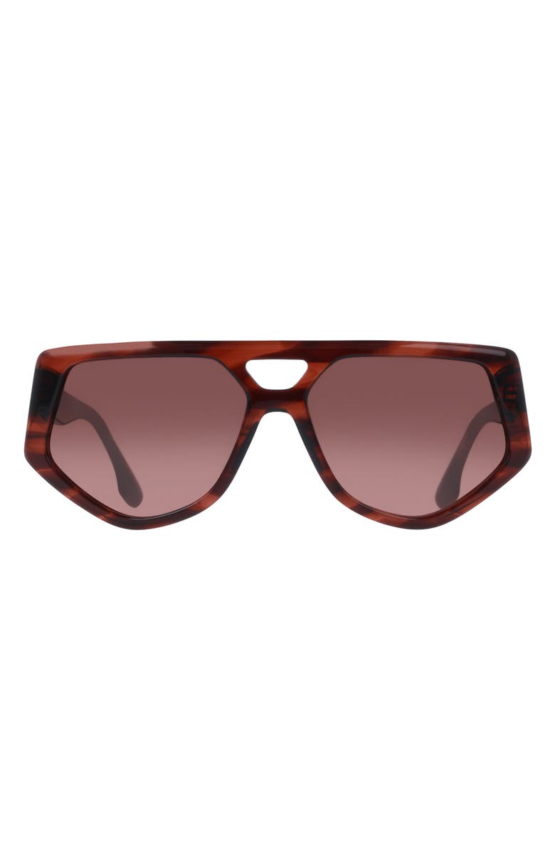 Victoria Beckham 58mm Modified Rectangle Sunglasses, Main, color, Striped Red