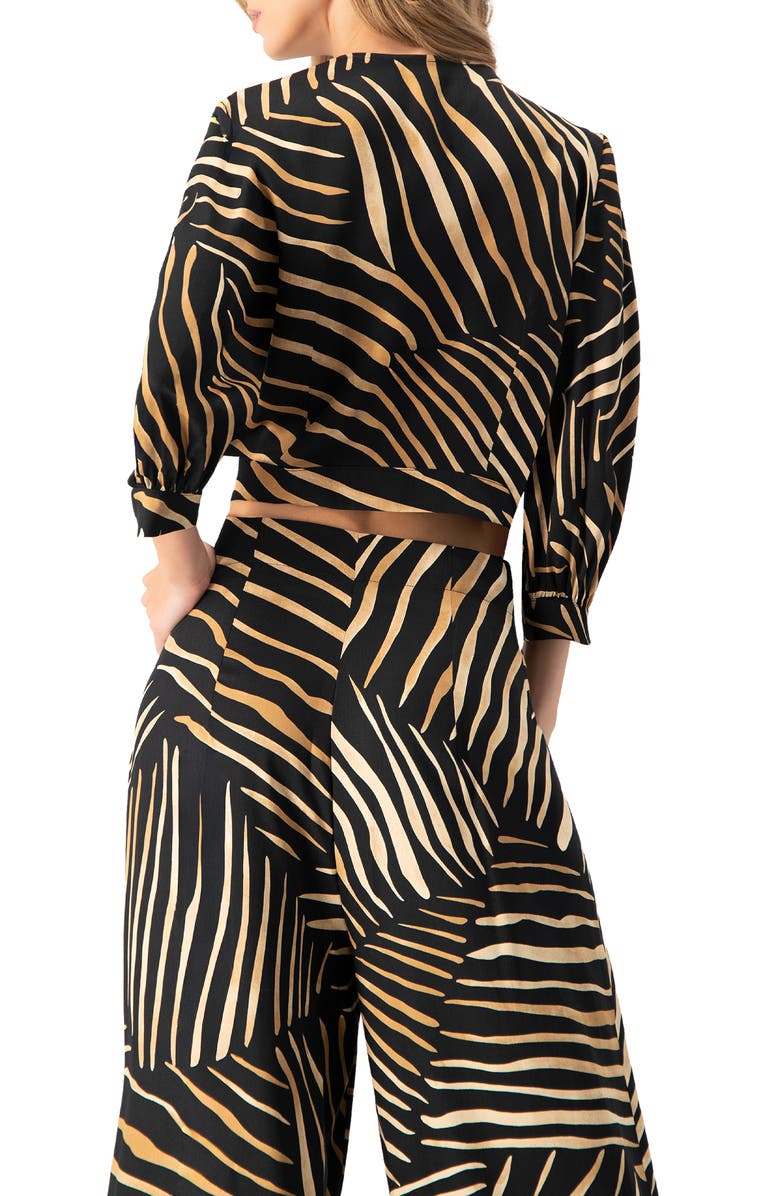 IVONNE Printed Deep V-Neck Blouse, Alternate, color, Black