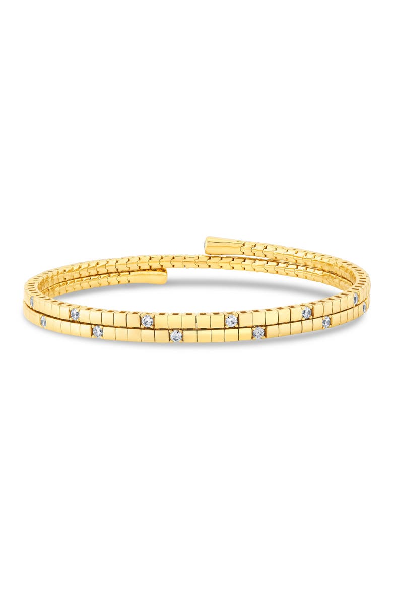 Pure Flex Three Row Cubic Zirconia Bracelet, Main, color, 18KT YELLOW GOLD / CLEAR STONE
