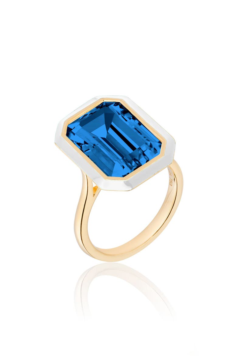 Queen Emerald Cut Ring, Main, color, DEEP BLUE / WHITE