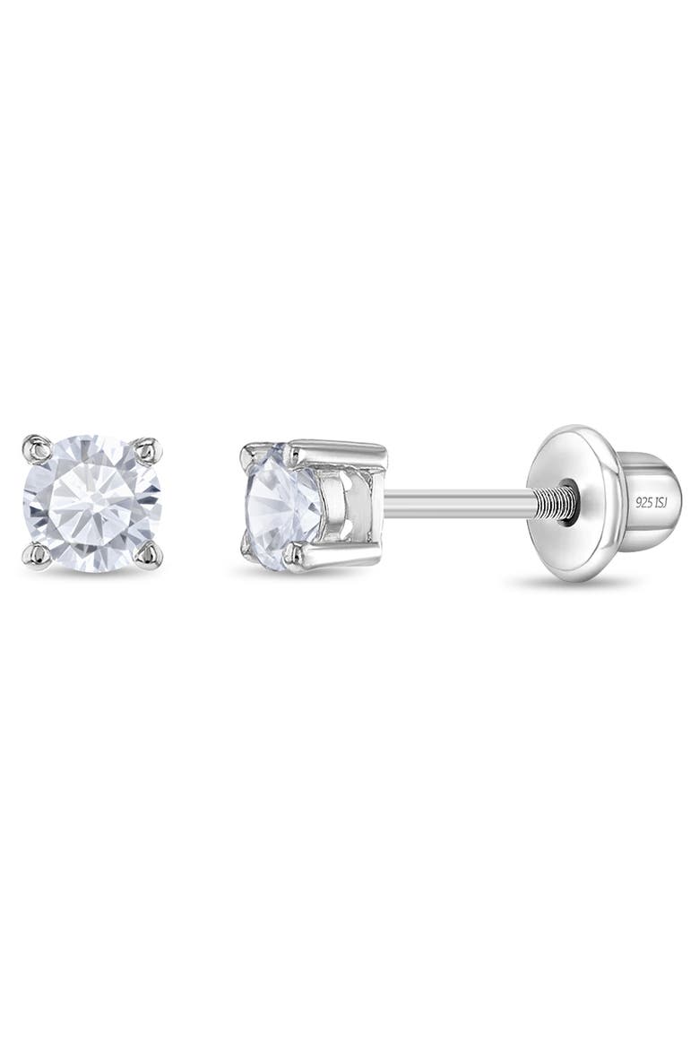 Traditional Prong Set Earrings, Main, color, Silver