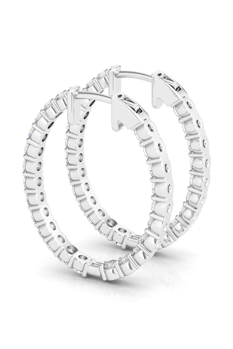 Lab Grown Diamond Inside Out Hoop Earrings, Alternate, color, WHITE GOLD/ DIAMOND
