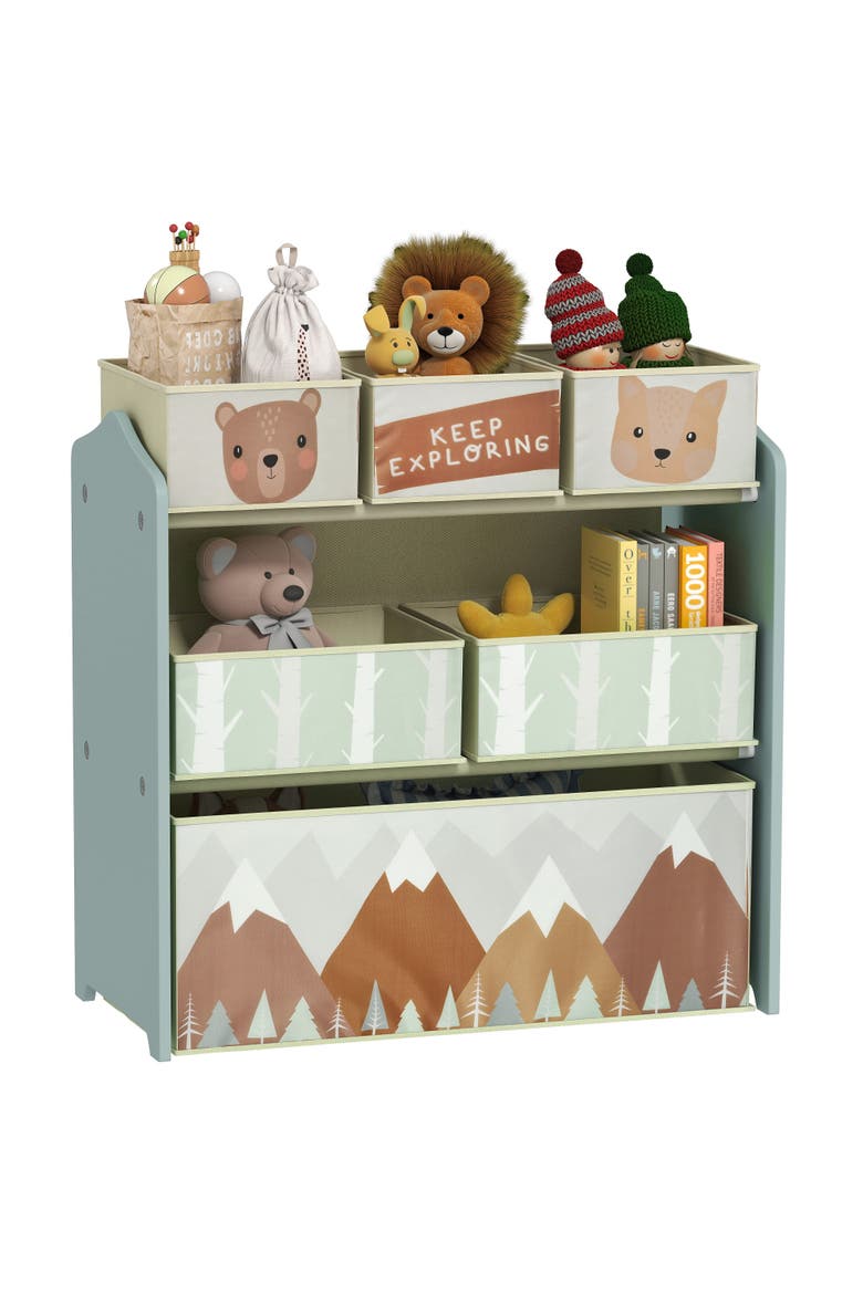 Toy Organizer with 6 Bins, Kids Storage Unit​, Alternate, color, Green