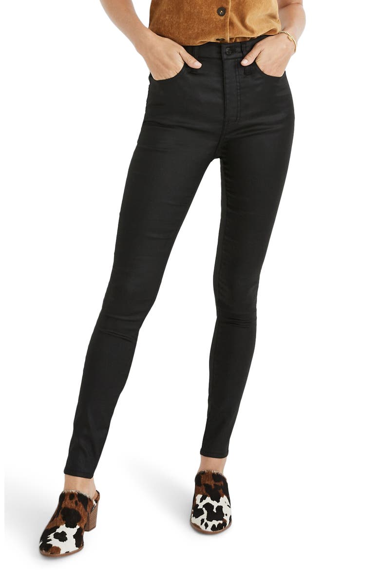 10 Coated Edition High Waist Skinny Jeans, Main, color, TRUE BLACK