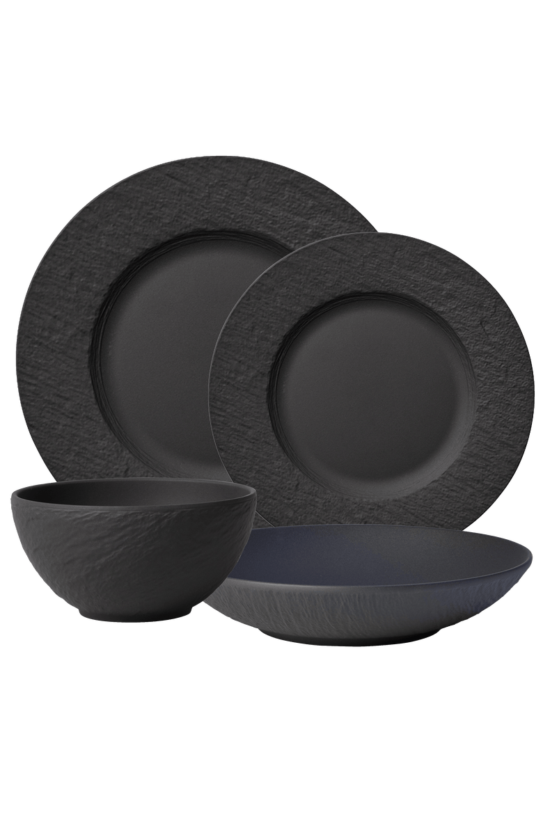 Manufacture Rock 4 Piece Plate Set, Main, color, black