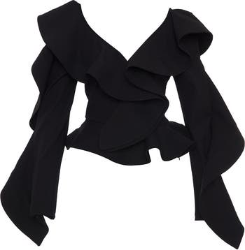 【OHGA】RUFFLE SHOULDER THEO - Gaia Ruffle Shoulder Top | SHOP TUNI - Tuni