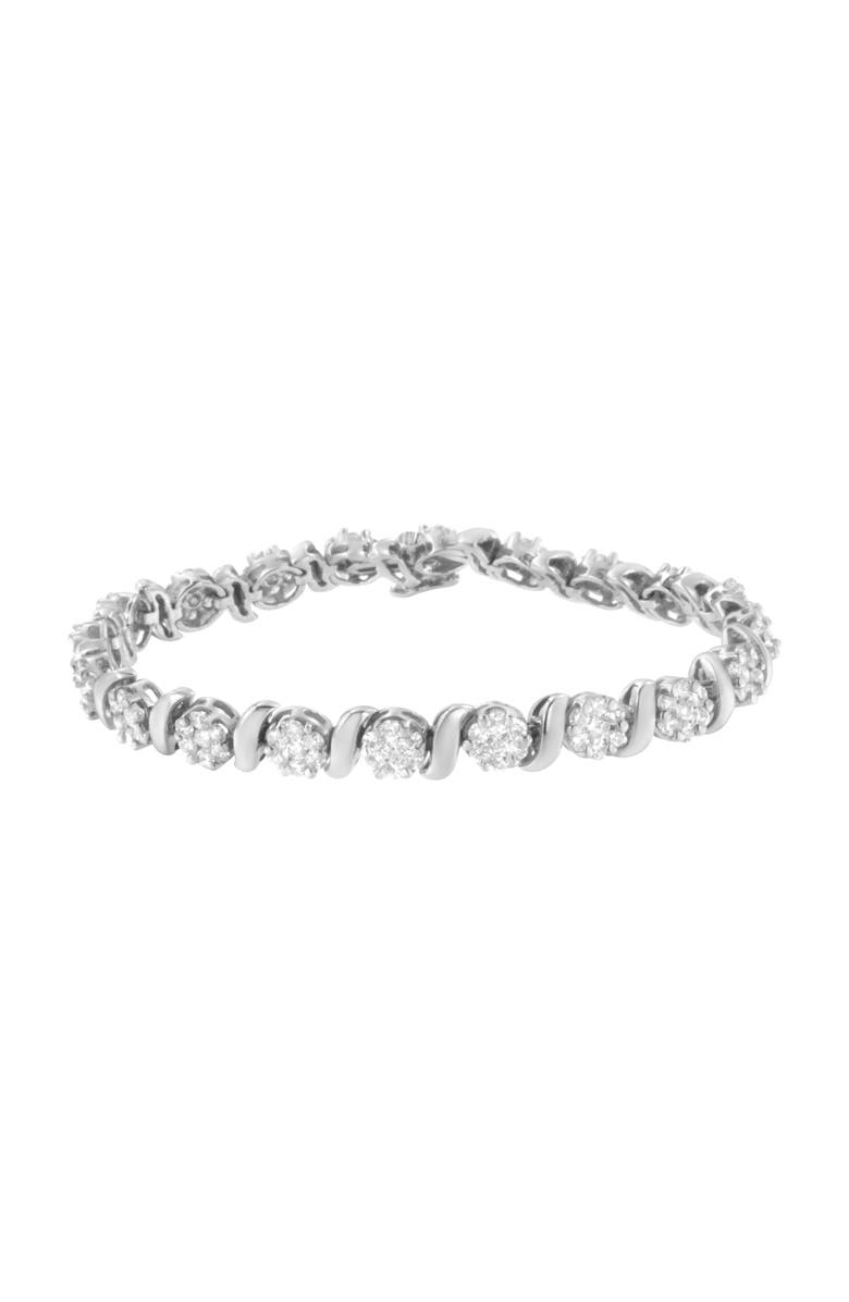 Haus of Brilliance 14K White Gold 5 1/4 cttw Diamond Floral Cluster Tennis Bracelet, Main, color, White