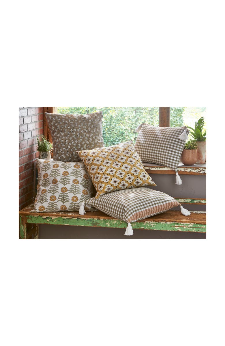 tag Diamond Block Print Cotton Throw Pillow Yellow Accent, Alternate, color, Gold