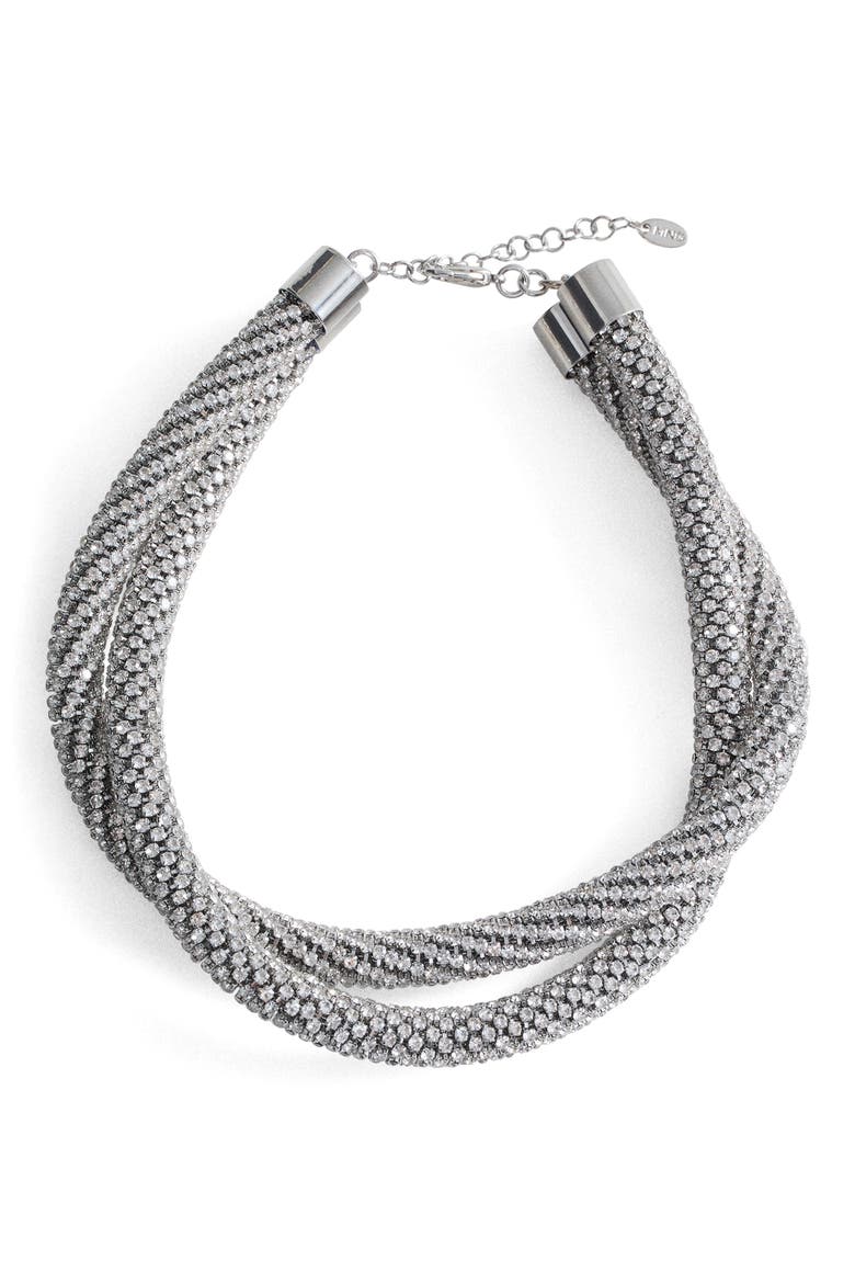 Double Crystal Rope Necklace, Main, color, SILVER
