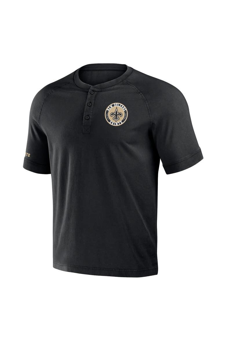 Men's NFL x Darius Rucker Collection by Fanatics Black New Orleans Saints Washed Raglan Henley T-Shirt, Alternate, color, Black