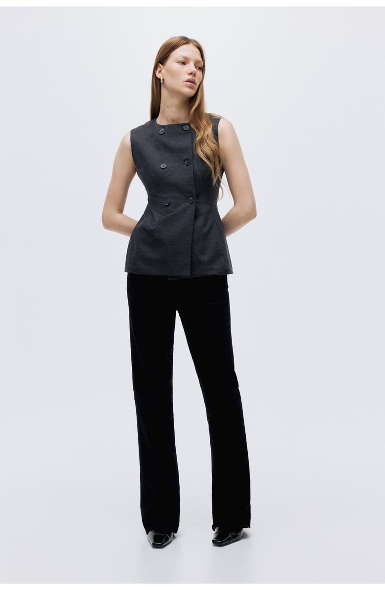 H&M Double-breasted Waistcoat, Alternate, color, Dark Gray Melange