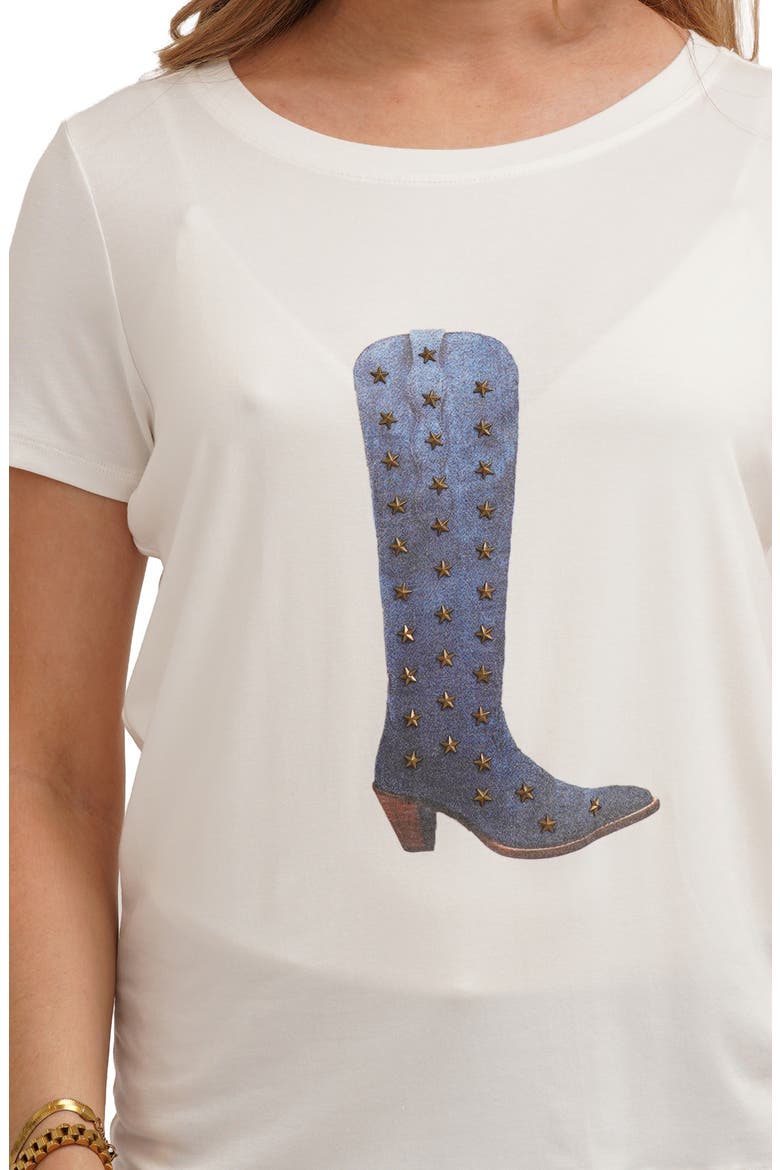 Denim Studded Boot Graphic T-Shirt, Alternate, color, BONE