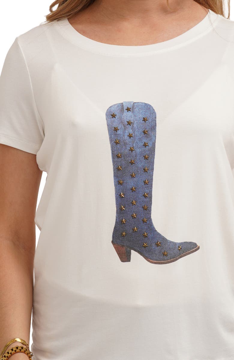 CYRUS Denim Studded Boot Graphic T-Shirt, Alternate, color, Bone
