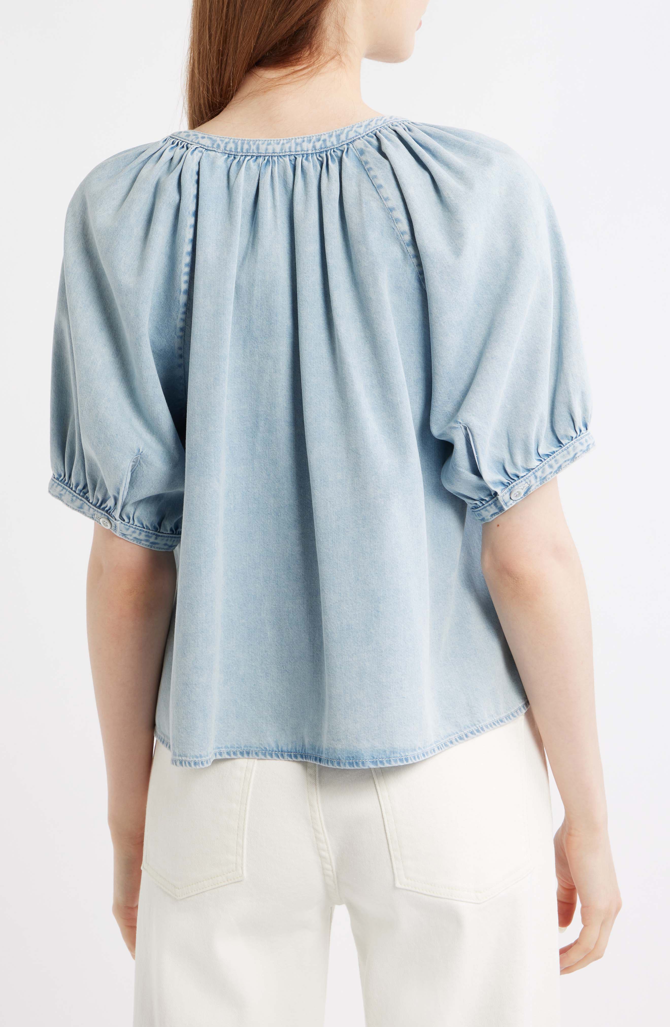 The Resort Denim Peasant Top - image 2