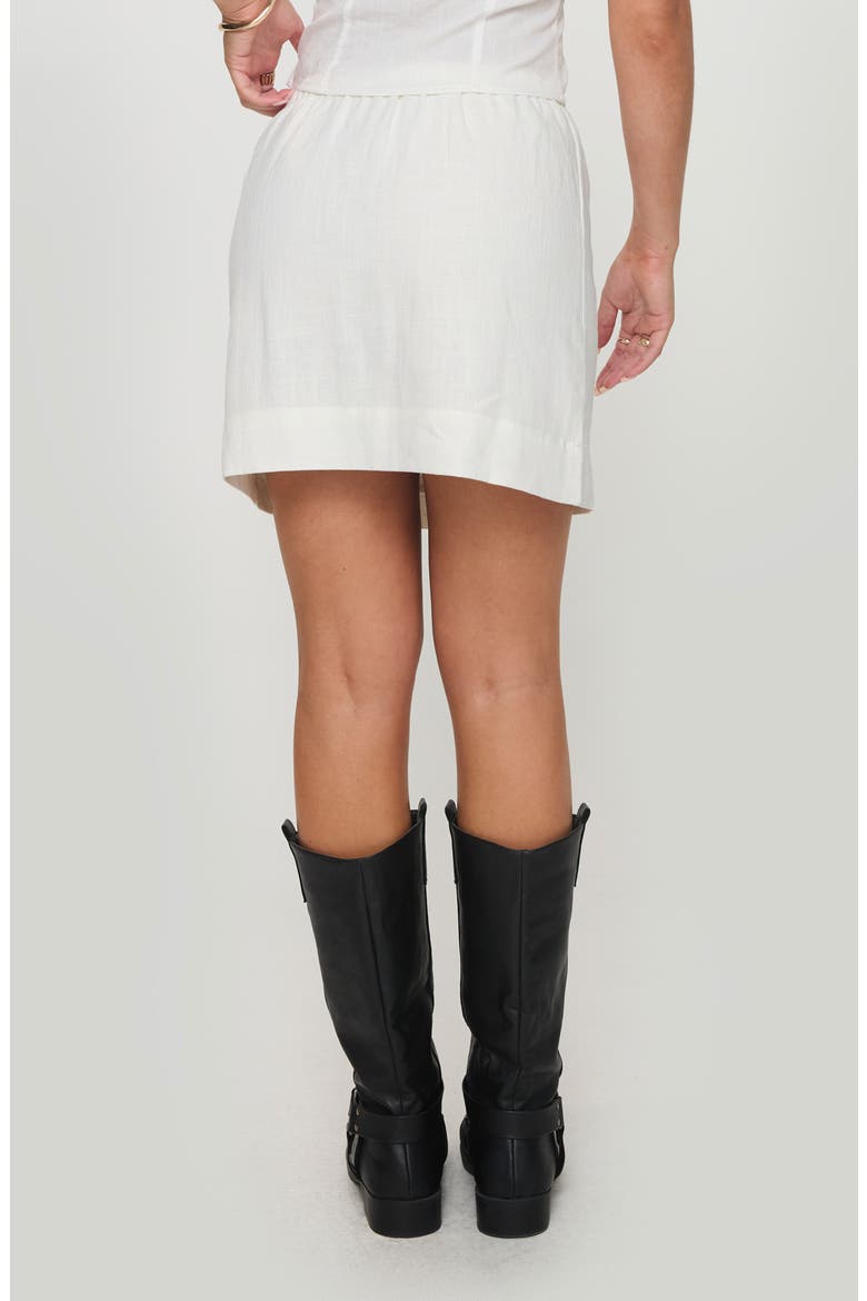 Linen Blend Drawstring Miniskirt, Alternate, color, WHITE