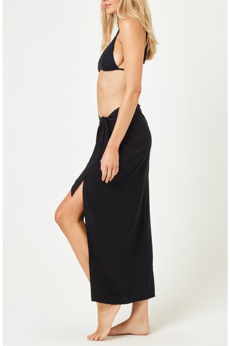 Portela Cover-Up Sarong, Alternate, color, BLACK
