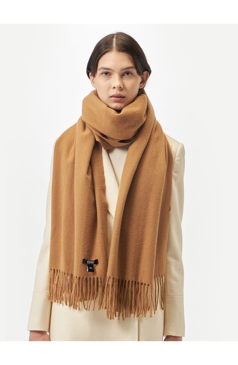 Gobi Cashmere Oversized Cashmere Woven Scarf, Alternate, color, Almond