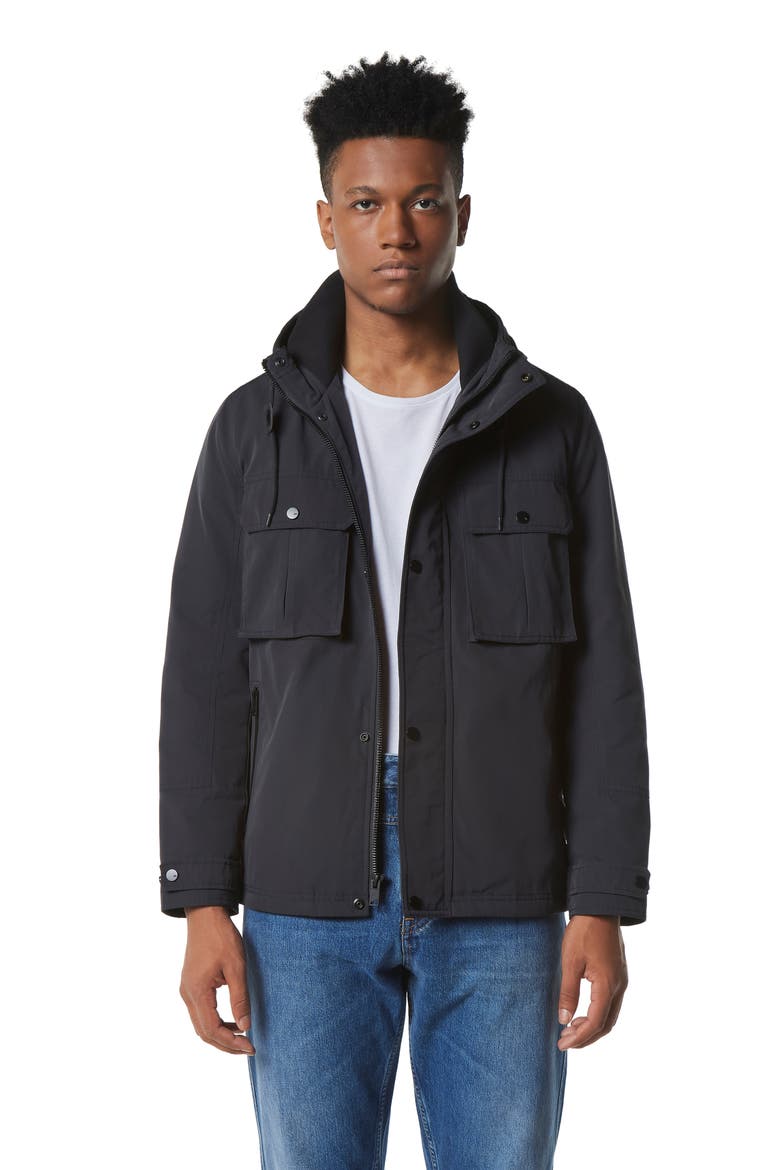 Marc New York Zenith Hooded Shirt Jacket, Alternate, color, BLACK