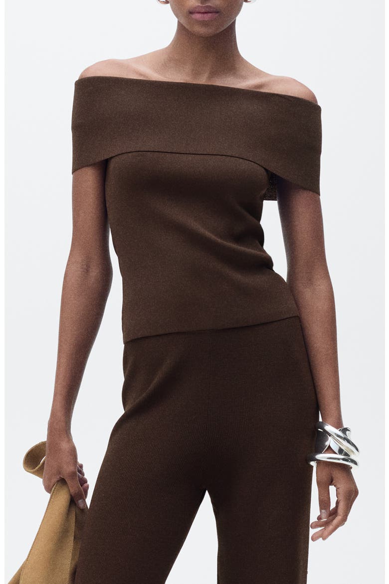 Sesete Off the Shoulder Knit Top, Main, color, DARK BROWN