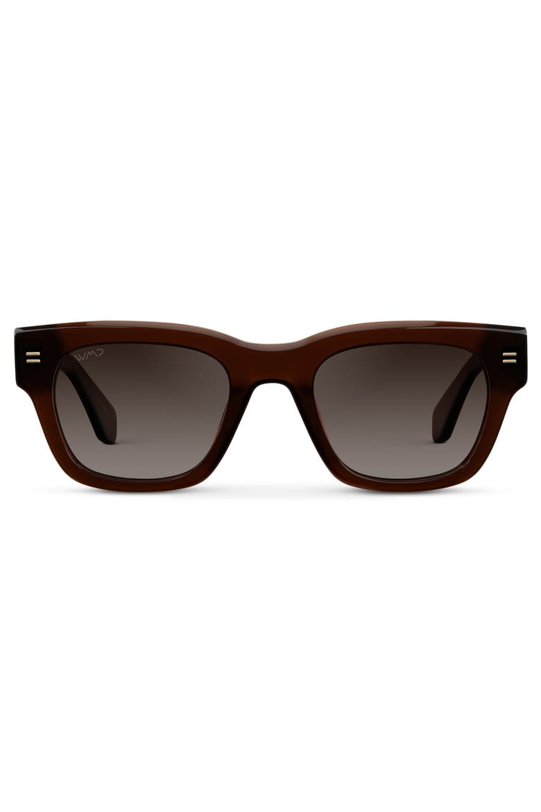 Clint - 50mm Rectangular Polarized Sunglasses, Main, color, Burnt Cedar Brown